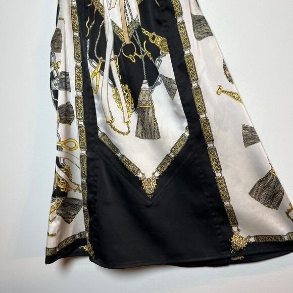 Vintage Cache Y2K Chain‎ Link Top Silky Blouse Black White Gold Size XS Halter - Picture 5 of 7